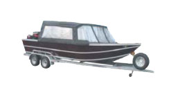 Boat top with clear plastic curtains, Bentley's Mfg